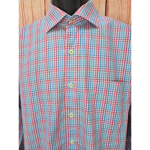 Peter Millar Mens Crown Plaid Dress Shirt Large - Picture 3 of 7